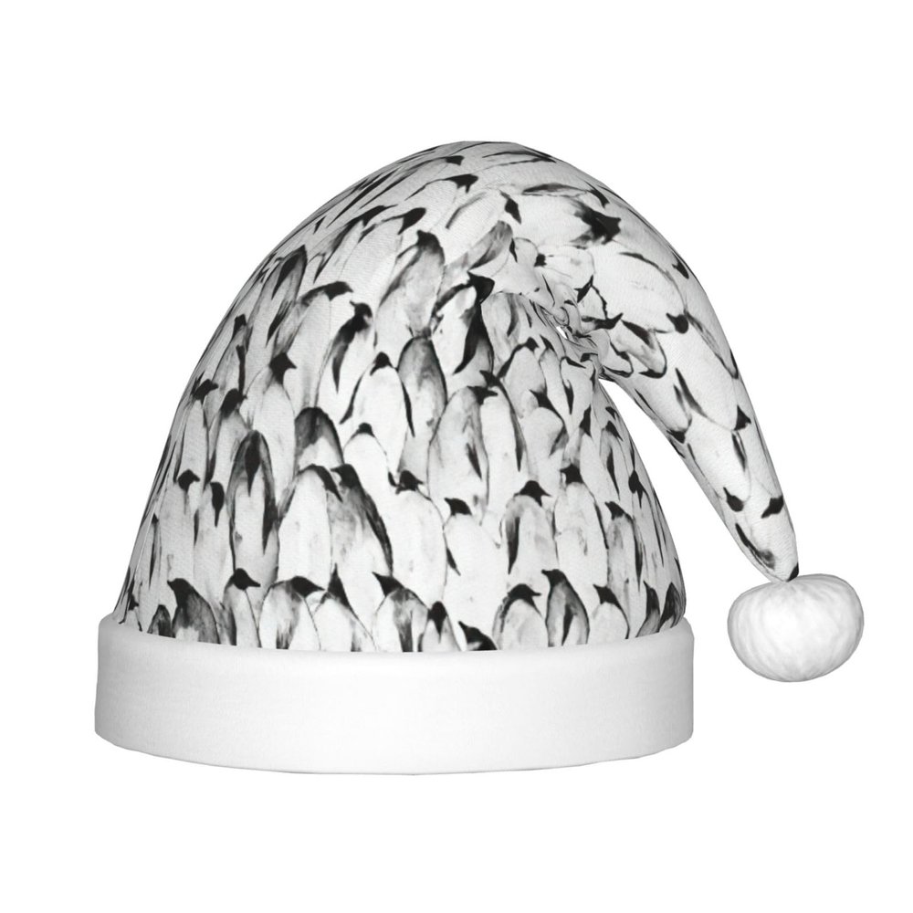 Stylish Penguin-Pattern Santa Hat for Children, Red