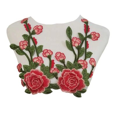 2-Piece Embroidered Floral Patches for Clothing, Orange