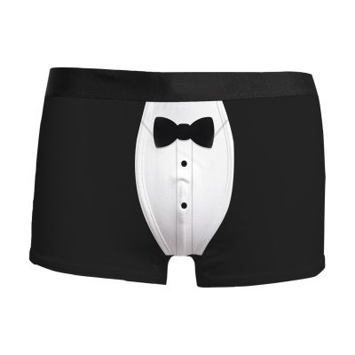 Men's Christmas 3D-Print Costume Outfit with Boyshort Underwear, Black, XL