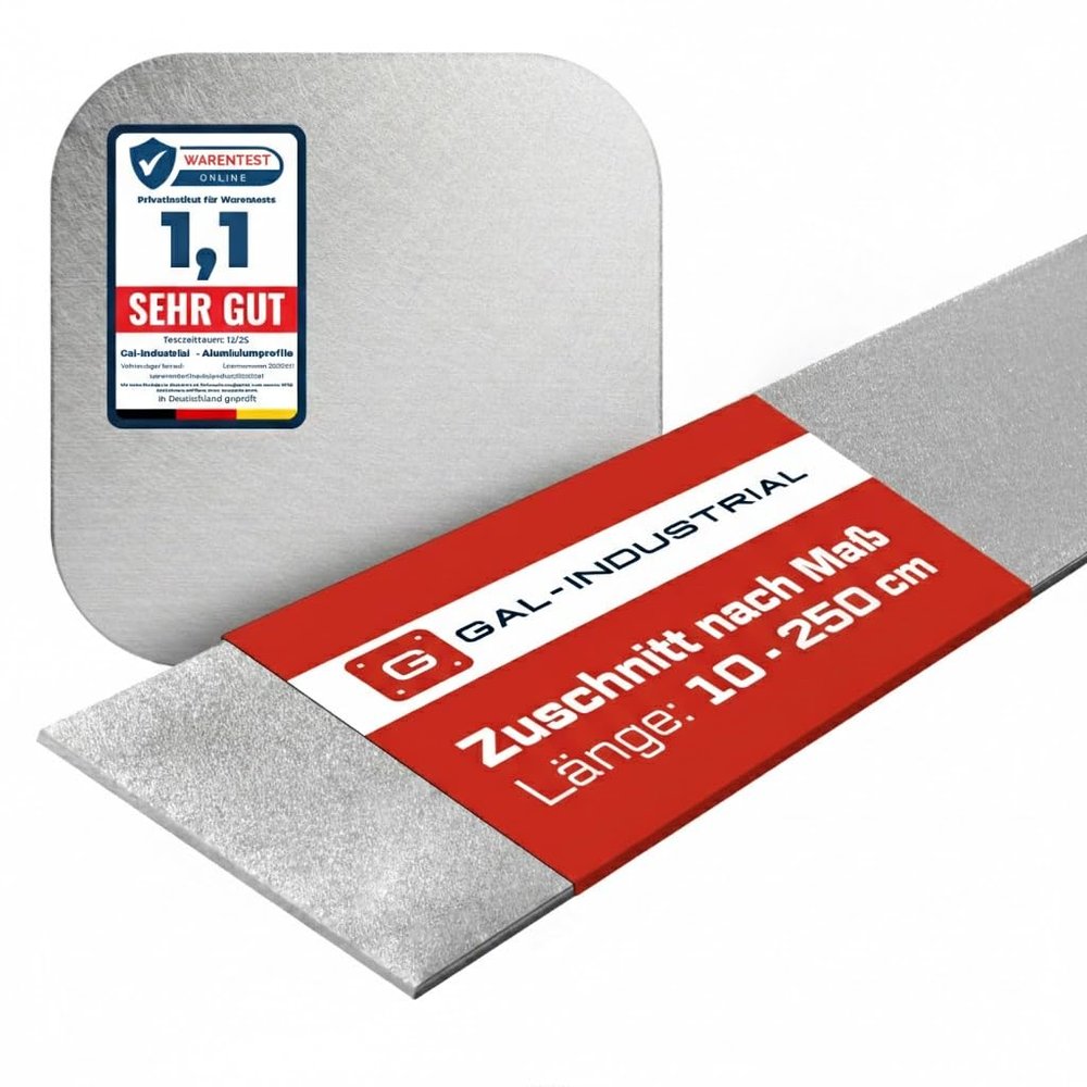 GAL INDUSTRIAL Satin-Finish Aluminum Flat Bar, 60 x 4 mm, 170 cm, EN AW-6060 (PA38)