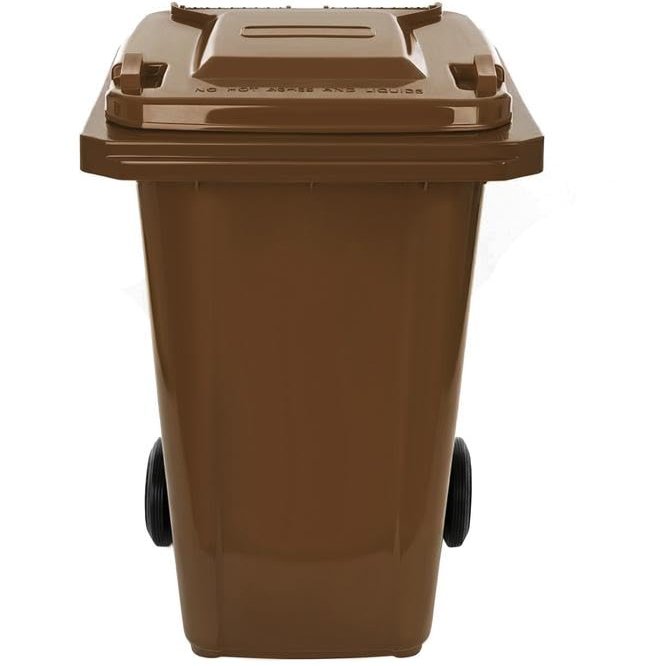 MAT-COMPANY 120 L Trash Can with Lid and Wheels, Brown