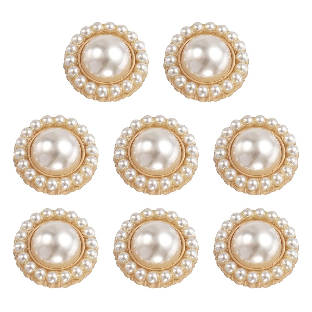 QUARKZMAN 8-Piece 20 mm Gold Pearl Metal Buttons