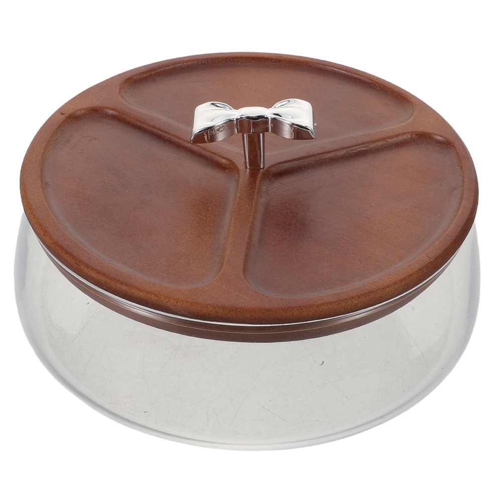TOYANDONA Glass Salad Bowl with Wooden Lid, 1200 ml