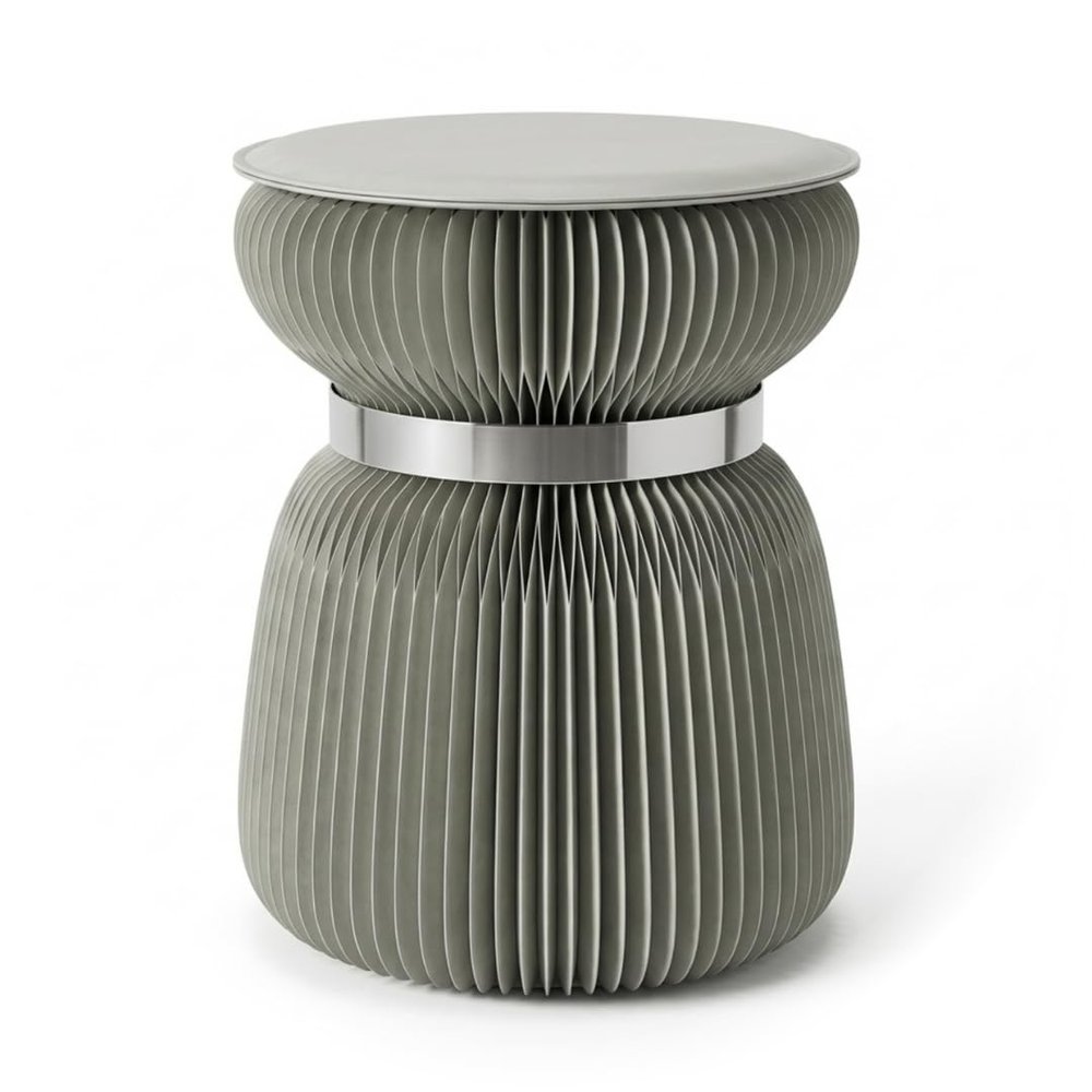 Lyveo Folding Paper Stool, 32 x 42 cm, Gray with Silver Band