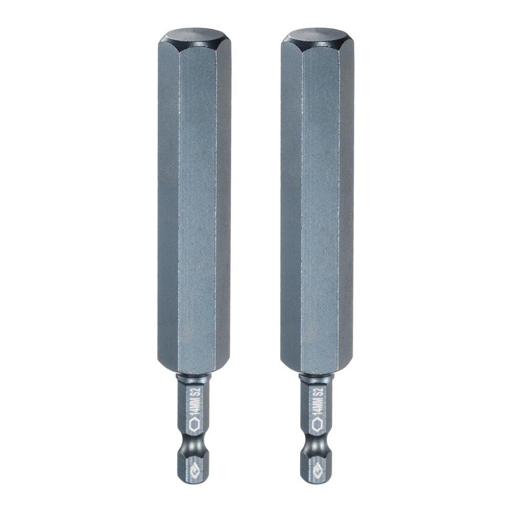 QUARKZMAN 2-Piece 14 mm Hex Socket Bit Set, 100 mm, 1/4 in. Hex Shank