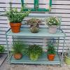 Outdoor Planting Bench, Metal Garden Table with 2 Tiers, Open Planting Shelf, Brown, 126.5 x 45 x 115.5 cm view 2