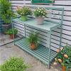 Outdoor Planting Bench, Metal Garden Table with 2 Tiers, Open Planting Shelf, Brown, 126.5 x 45 x 115.5 cm view 3