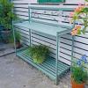 Outdoor Planting Bench, Metal Garden Table with 2 Tiers, Open Planting Shelf, Brown, 126.5 x 45 x 115.5 cm view 4