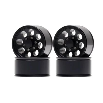 4-Piece 1.55-Inch Alloy Beadlock Wheel Rims for 1/10 RC Cars, Black