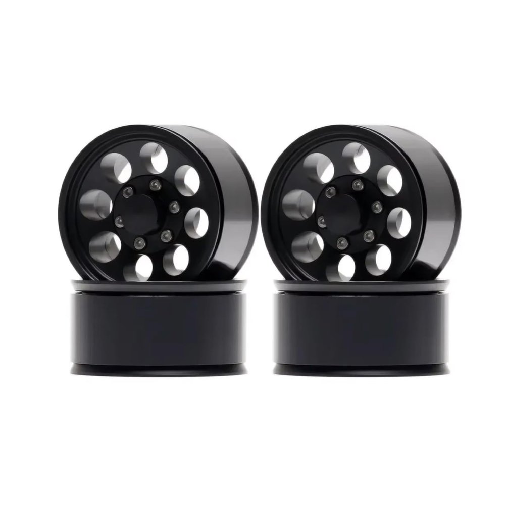 4-Piece 1.55-Inch Alloy Beadlock Wheel Rims for 1/10 RC Cars, Black
