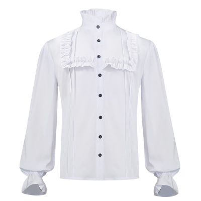 Men’s Medieval Steampunk Pirate Shirt, Victorian Renaissance Ruffle Shirt