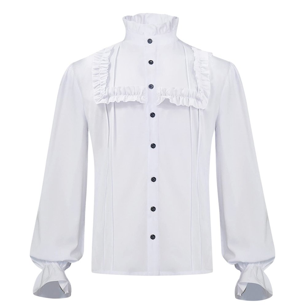 Men’s Medieval Steampunk Pirate Shirt, Victorian Renaissance Ruffle Shirt
