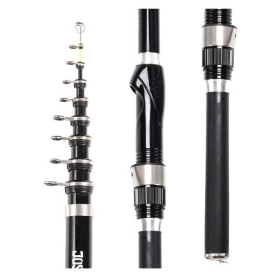 Telescopic Fishing Rod Rock Spinning Fly Carp Feeder Carbon Fiber Pesca 2.7 m, 4, 1, 8, 5 Mini Travel Reel Seat (Black, 3.0 m)