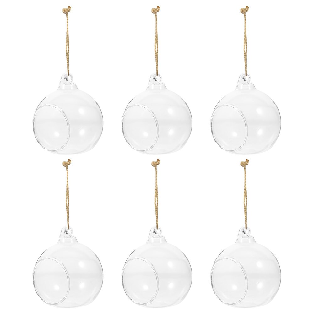Hanging Glass Vases with Rope, 6 Pieces