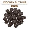 QUARKZMAN 50-Piece 15 mm Dark Brown Wooden Flower Buttons view 3
