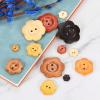 QUARKZMAN 50-Piece 15 mm Dark Brown Wooden Flower Buttons view 4