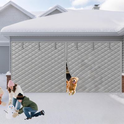 Magnetic Thermal Garage Door Curtain, Gray, 442 × 229 cm
