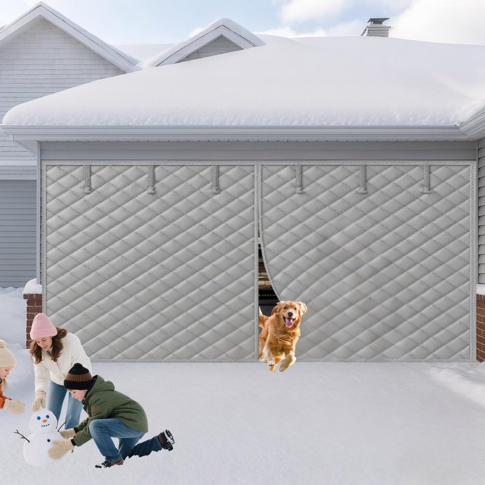 Magnetic Thermal Garage Door Curtain, Gray, 442 × 229 cm