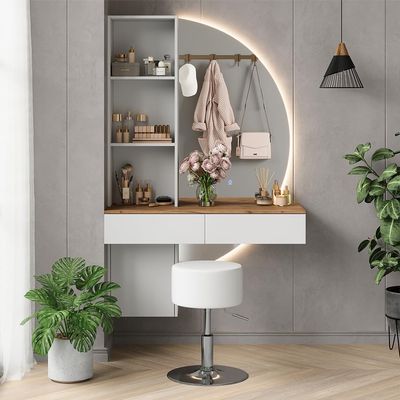 Vicco Melora Vanity Table, White/Oak, 100 cm