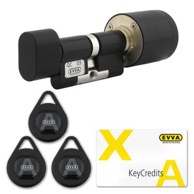 EVVA AirKey Starter Set – Digital Knob Cylinder, Patinated Black, 56/71K