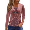 Guhmomh Women's Festive Velvet Long-Sleeve Sequin Top, Pink, S view 1