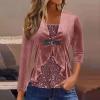 Guhmomh Women's Festive Velvet Long-Sleeve Sequin Top, Pink, S view 2