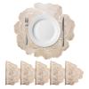 QUARKZMAN Gold-Edge White Rose-Shaped Round Placemats, Set of 6, 15 x 15 in view 1