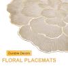 QUARKZMAN Gold-Edge White Rose-Shaped Round Placemats, Set of 6, 15 x 15 in view 4