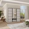 Masseno PINA Sliding-Door Wardrobe 180 x 205 x 58 cm with 4 Drawers and Mirror, Cashmere view 2