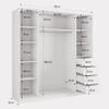 Masseno PINA Sliding-Door Wardrobe 180 x 205 x 58 cm with 4 Drawers and Mirror, Cashmere view 4