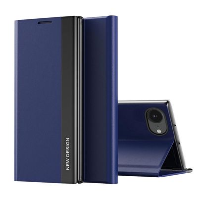 Wigento Flip Faux Leather Cover Case for Apple iPhone 17e / 16e, Dark Blue