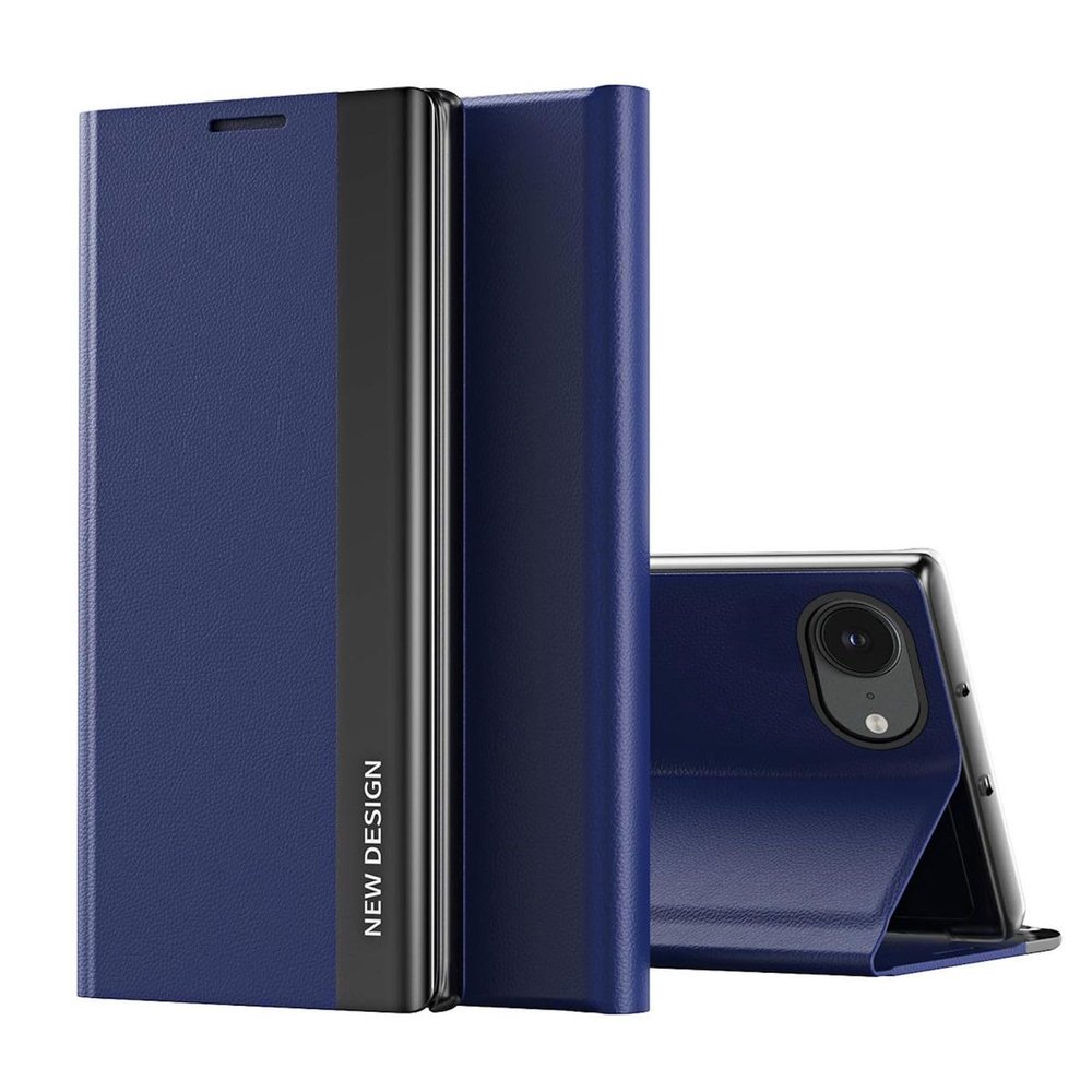 Wigento Flip Faux Leather Cover Case for Apple iPhone 17e / 16e, Dark Blue