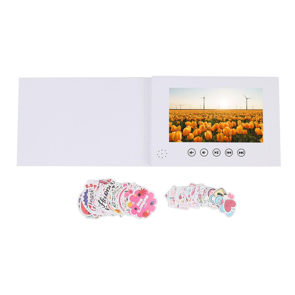 VESHENVEN 7-Inch Video Greeting Card, Electronic Video Brochure with LCD Display, Digital Brochure for Weddings, Christmas, and Anniversaries with Built-In Speaker