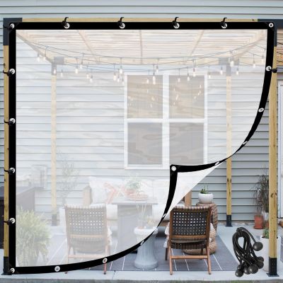 Waterproof Outdoor Curtains, Durable Weather-Resistant Plastic Side Panels for Gazebos and Pergolas, Adjustable Design for Enhanced Patio Protection