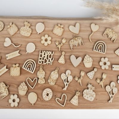 HOLDEAF 100-Piece Birthday Wooden Table Decorations for Girls and Boys