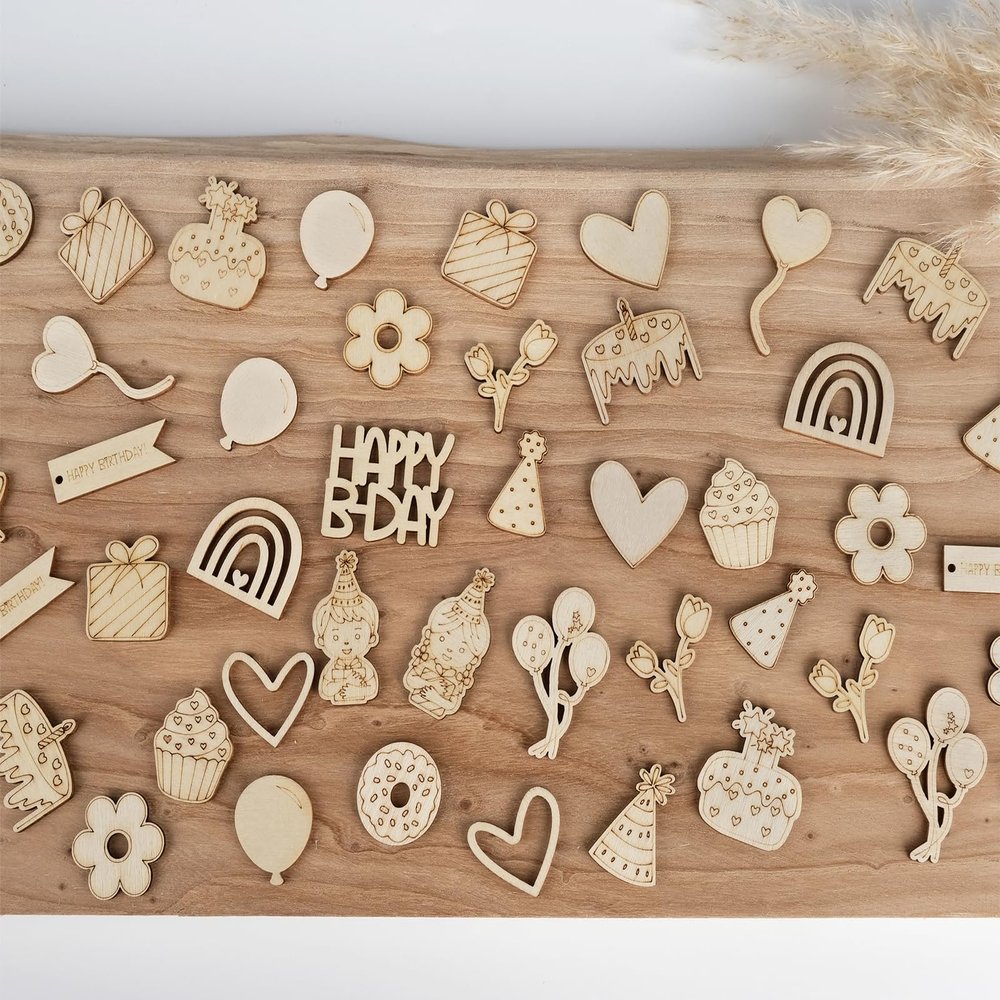 HOLDEAF 100-Piece Birthday Wooden Table Decorations for Girls and Boys