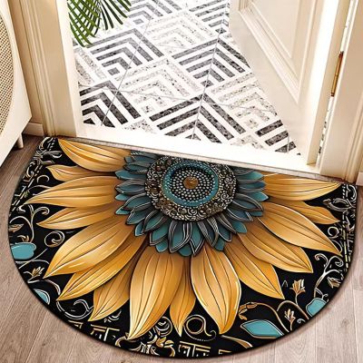 acsewater Semicircular Indoor and Outdoor Doormat, Non-Slip 3D-Printed Floor Mat