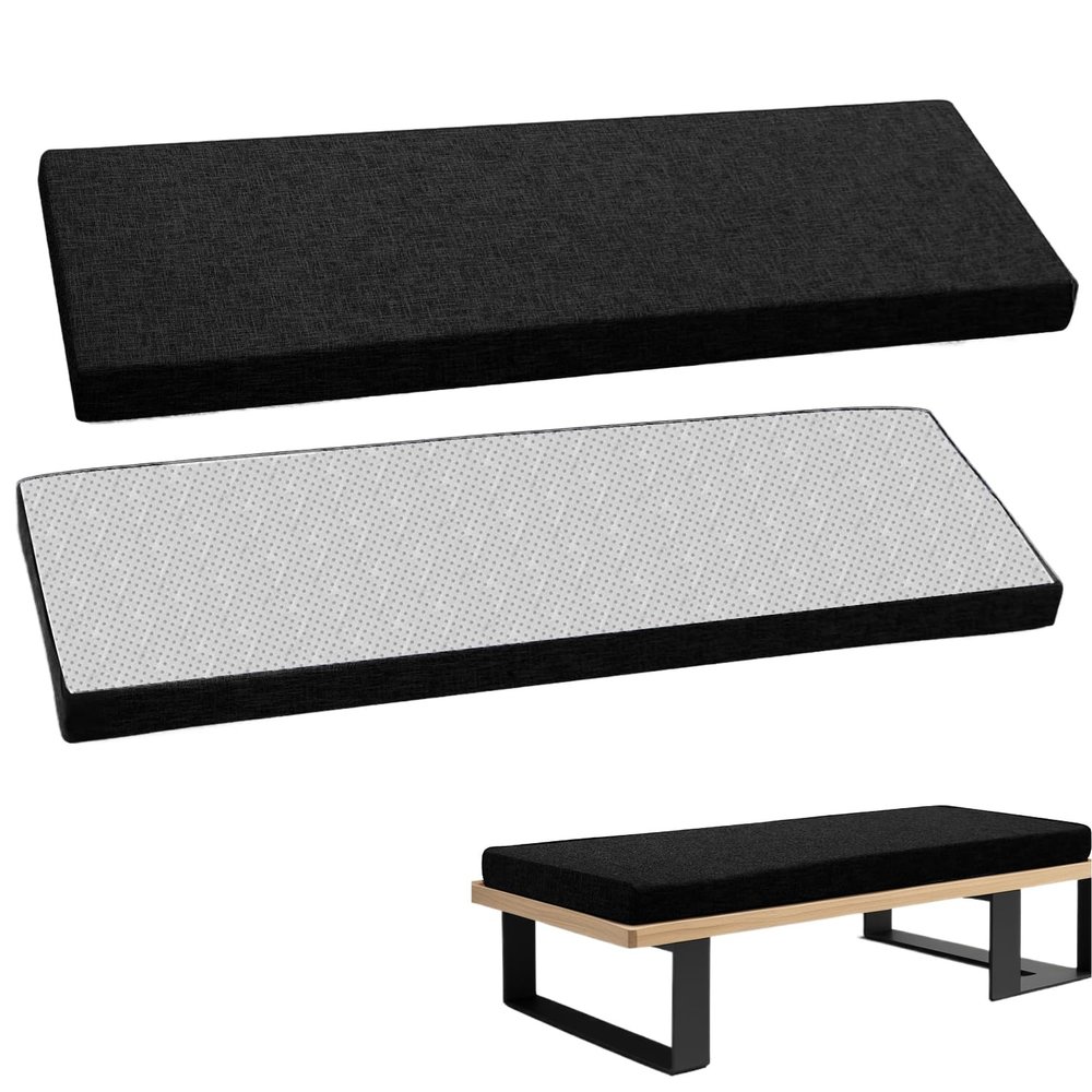 WLXFF Outdoor Linen Bench Cushion, Black, 40 x 40 x 5 cm