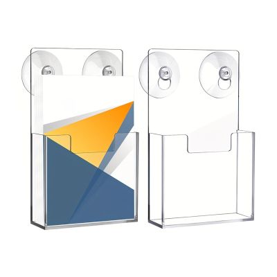 Wall-Mounted Brochure Holders, 2-Pack, Suction Cup