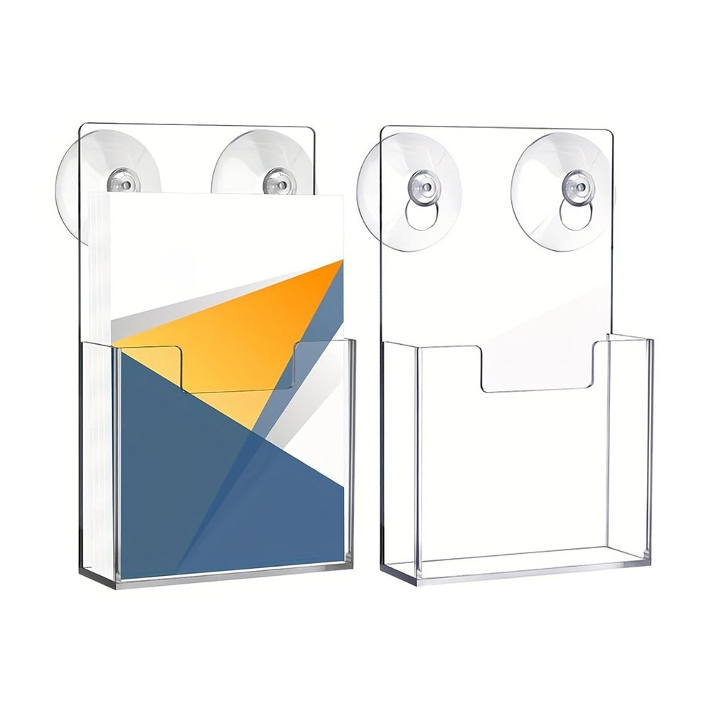 Wall-Mounted Brochure Holders, 2-Pack, Suction Cup