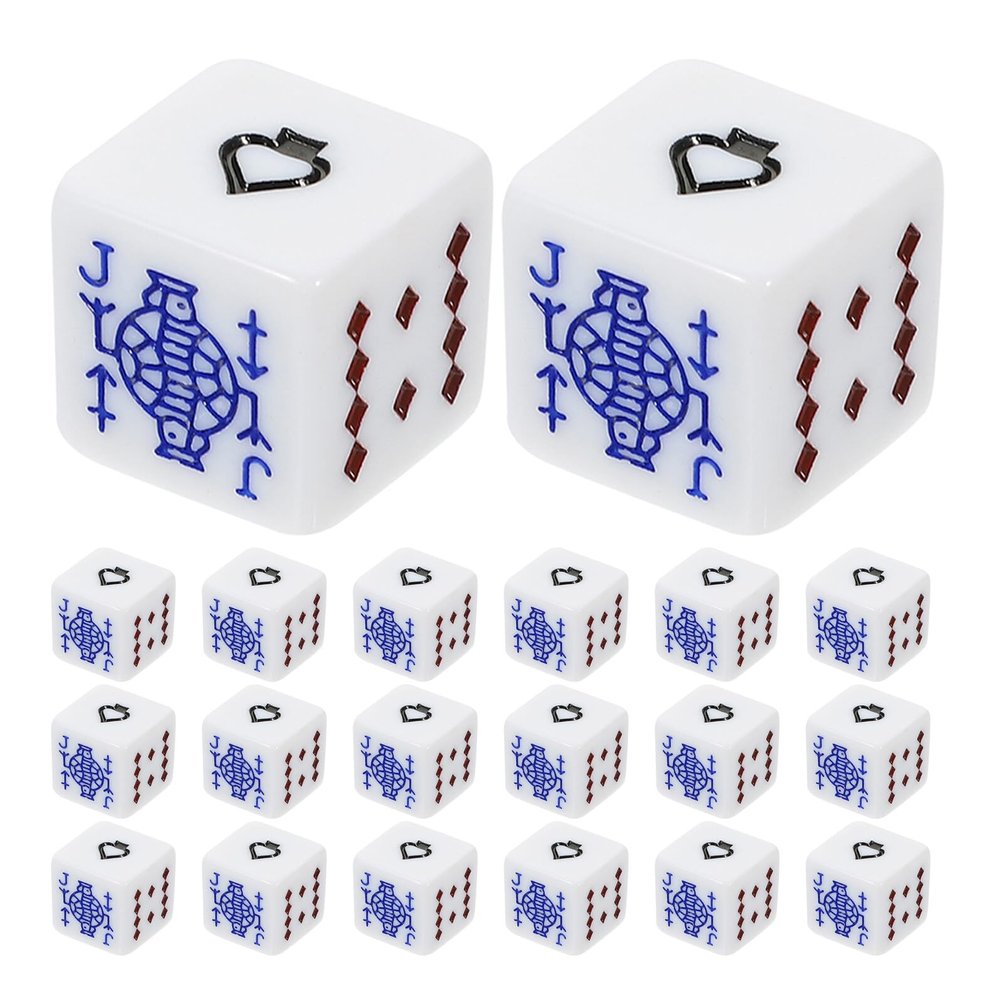 SOIMISS Square White Poker Dice, 25-Piece Set, 16 mm Acrylic, 6-Sided