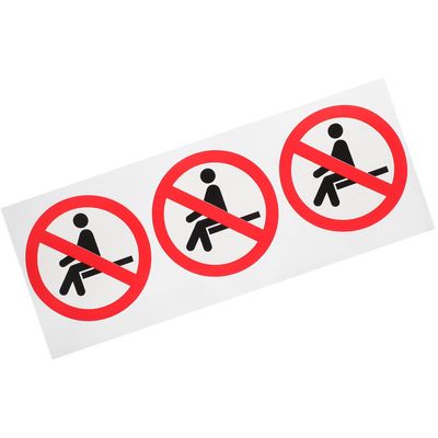 PLAFOPE 3-Pack Weatherproof PVC Safety Stickers, Do Not Sit or Lie Down, Red