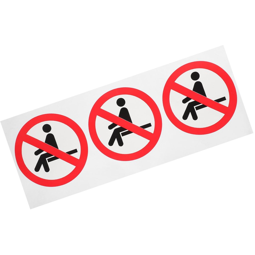 PLAFOPE 3-Pack Weatherproof PVC Safety Stickers, Do Not Sit or Lie Down, Red
