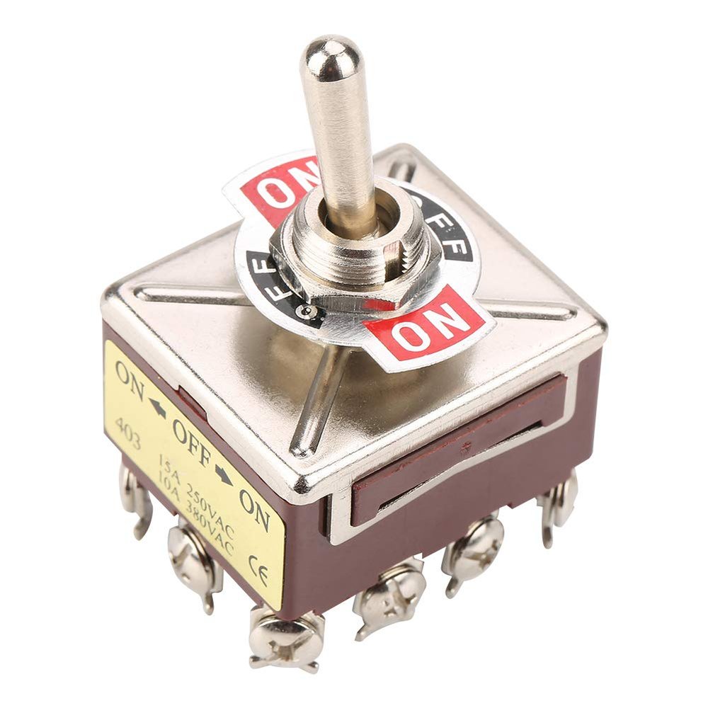 Keenso 12-Pin Toggle Switch, 3-Position On/Off/On, 15A 250VAC
