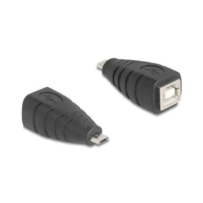 Delock USB 2.0 Micro-B Plug to Type-B Socket Adapter, 480 Mbps, Black