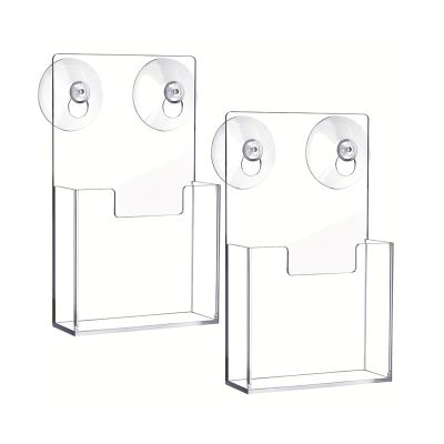 Wall-Mounted Brochure Holders, 2-Pack, Suction Cup