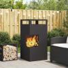Homgoday Modern Black Steel Outdoor Fire Pit 50 x 50 x 100 cm for Garden & Patio, Model 858932 view 3