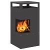 Homgoday Modern Black Steel Outdoor Fire Pit 50 x 50 x 100 cm for Garden & Patio, Model 858932 view 4