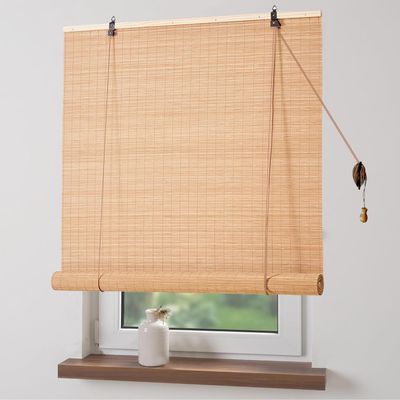 Bamboo Roller Blinds for Windows and Doors, 60% Blackout, Custom Size (100 x 150 cm), Natural Wood Blinds for Indoor and Outdoor Use, Elegant Home Decor