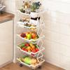 Folding Rolling Storage Cart, White 5-Tier Metal Kitchen Cart view 1